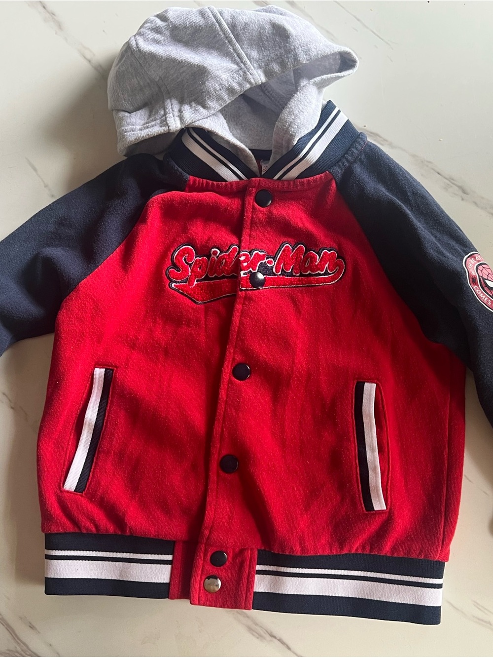 Spider-Man Red & Black Hooded Varsity Jacket